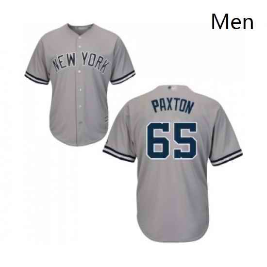 Mens New York Yankees 65 James Paxton Replica Grey Road Baseball Jersey
